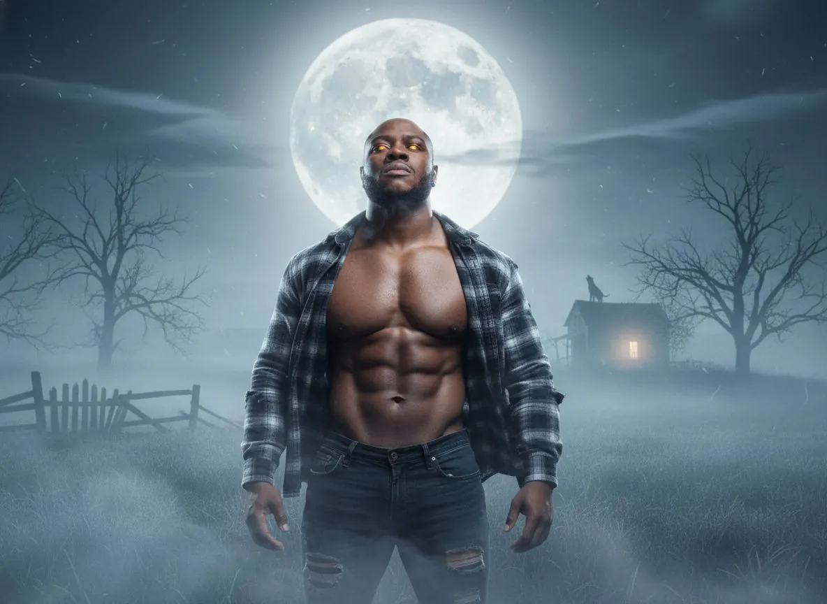 October: Werewolf at Full Moon (illustrative AI example)