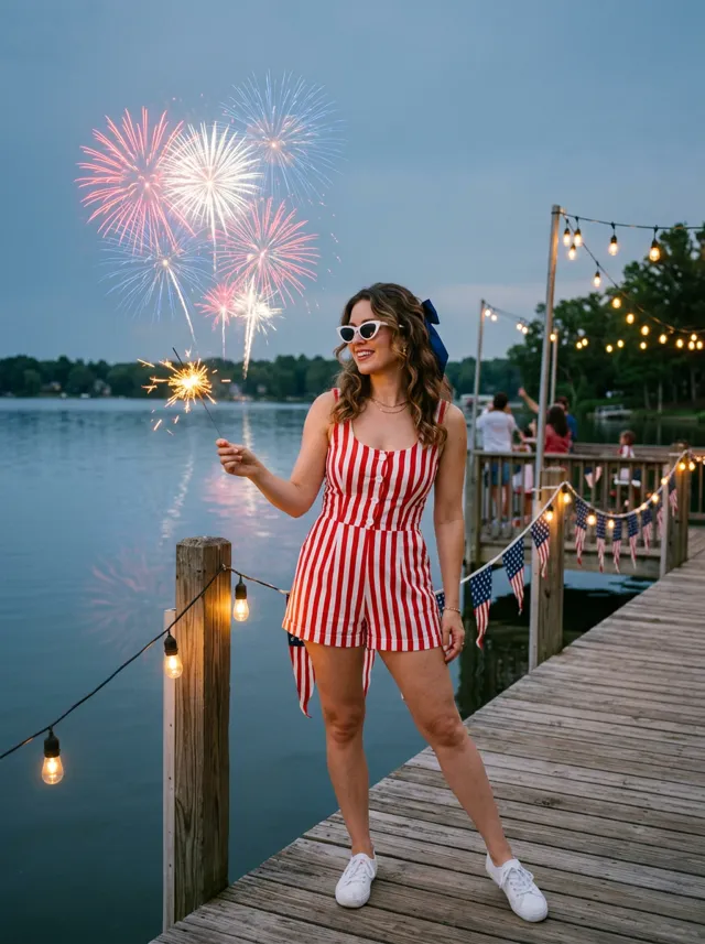 July: Red, White & Glam (illustrative AI example)