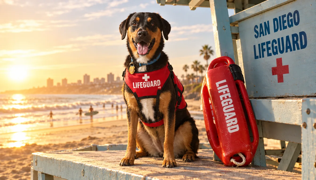 August: Beach Lifeguard (illustrative AI example)